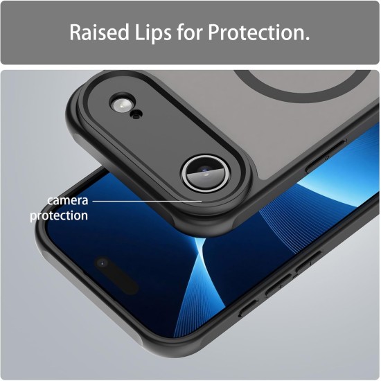 Husa Matte MagSafe pentru IPhone 17 Air, protectie completa, contur negru