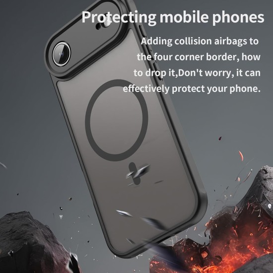 Husa Matte MagSafe pentru IPhone 17 Air, protectie completa, contur negru