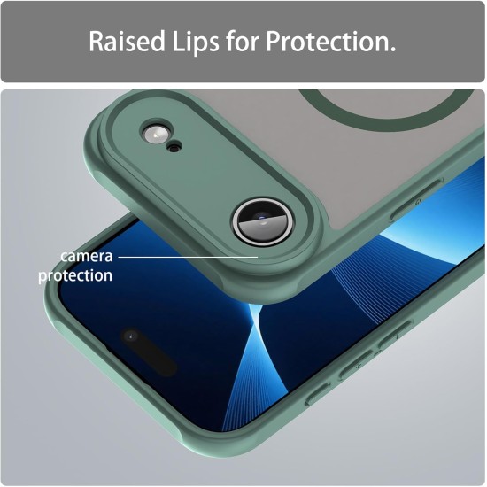 Husa Matte MagSafe pentru IPhone 17 Air, protectie completa, contur verde