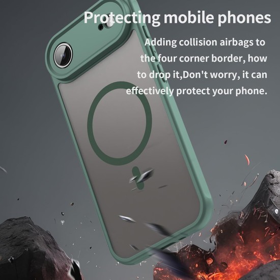 Husa Matte MagSafe pentru IPhone 17 Air, protectie completa, contur verde