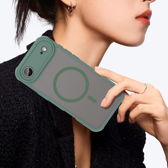 Husa Matte MagSafe pentru IPhone 17 Air, protectie completa, contur verde