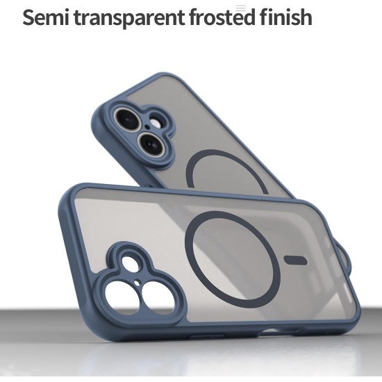 Husa Matte MagSafe pentru IPhone 17, protectie completa, contur albastru