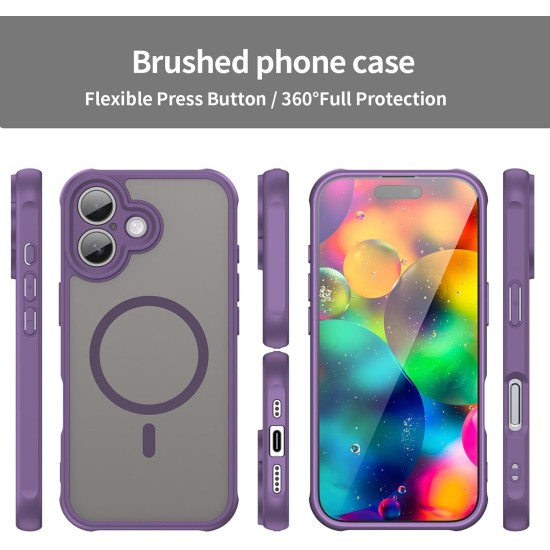 Husa Matte MagSafe pentru IPhone 17, protectie completa, contur mov