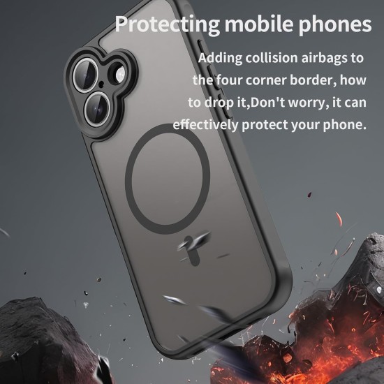 Husa Matte MagSafe pentru IPhone 17, protectie completa, contur negru