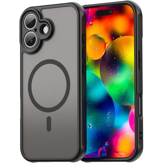 Husa Matte MagSafe pentru IPhone 17, protectie completa, contur negru