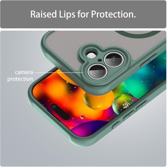 Husa Matte MagSafe pentru IPhone 17, protectie completa, contur verde