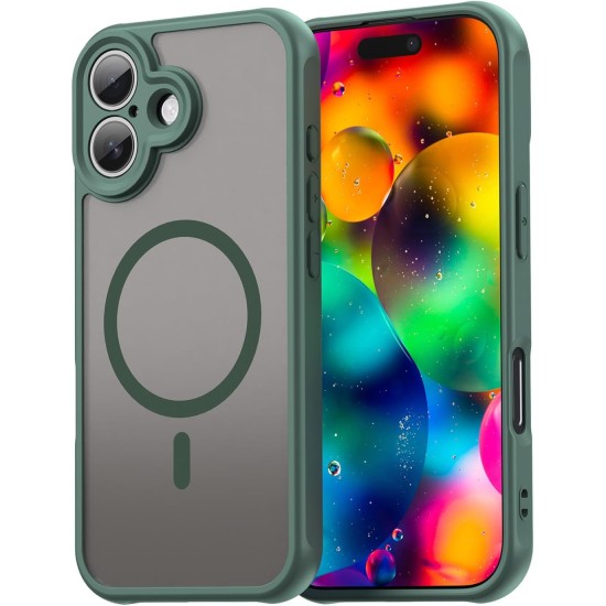 Husa Matte MagSafe pentru IPhone 17, protectie completa, contur verde