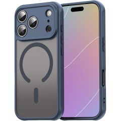 Husa Matte MagSafe pentru IPhone 17 Pro Max, protectie completa, contur albastru