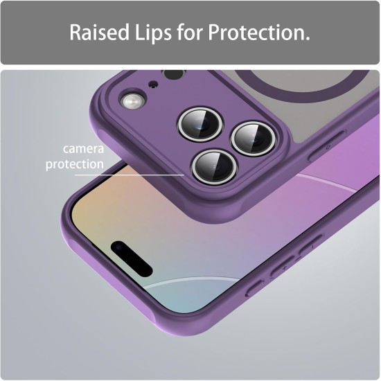 Husa Matte MagSafe pentru IPhone 17 Pro Max, protectie completa, contur mov