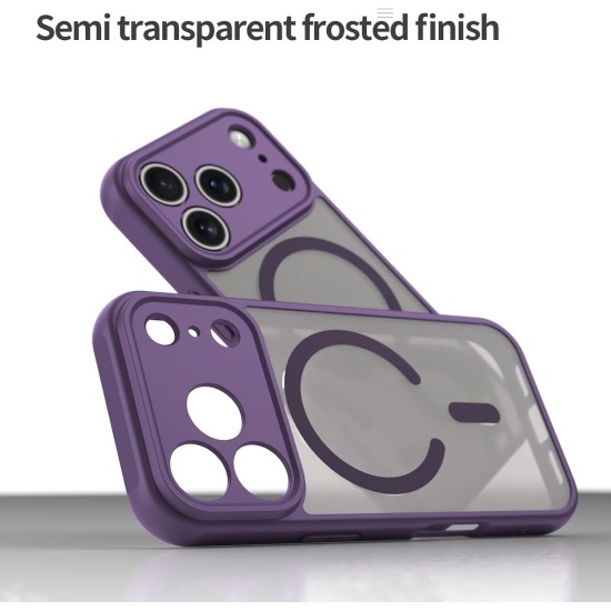 Husa Matte MagSafe pentru IPhone 17 Pro Max, protectie completa, contur mov