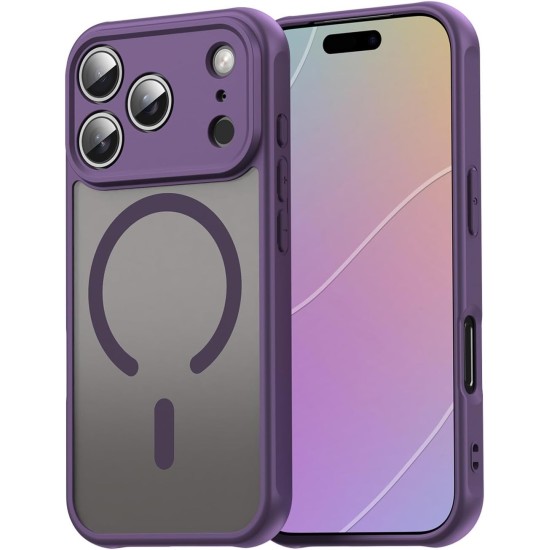 Husa Matte MagSafe pentru IPhone 17 Pro Max, protectie completa, contur mov