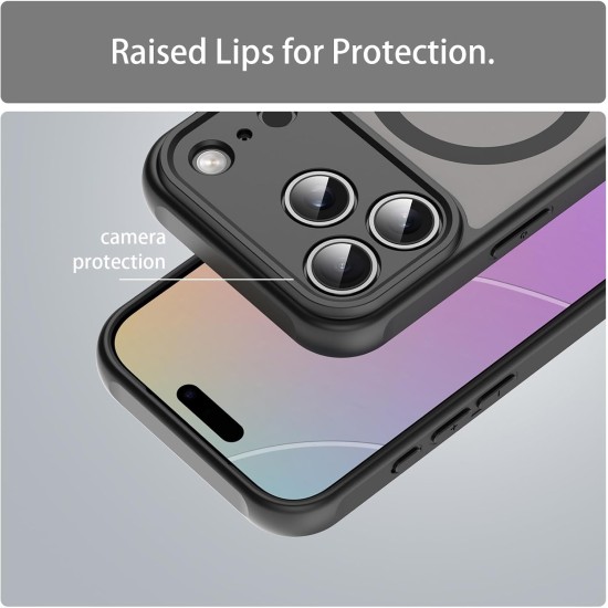 Husa Matte MagSafe pentru IPhone 17 Pro Max, protectie completa, contur negru