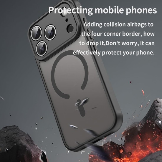 Husa Matte MagSafe pentru IPhone 17 Pro Max, protectie completa, contur negru