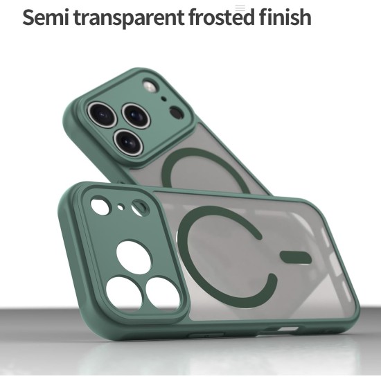 Husa Matte MagSafe pentru IPhone 17 Pro Max, protectie completa, contur verde