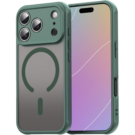 Husa Matte MagSafe pentru IPhone 17 Pro Max, protectie completa, contur verde