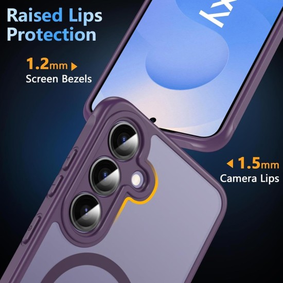 Husa Matte MagSafe pentru Samsung Galaxy S25 5G, protectie completa, contur mov