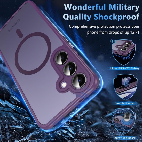 Husa Matte MagSafe pentru Samsung Galaxy S25 5G, protectie completa, contur mov