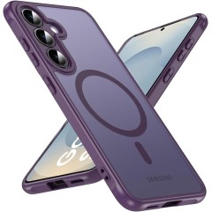 Husa Matte MagSafe pentru Samsung Galaxy S25 Fe, protectie completa, contur mov Husa Matte MagSafe pentru Samsung Galaxy S25 Fe, protectie completa, contur mov