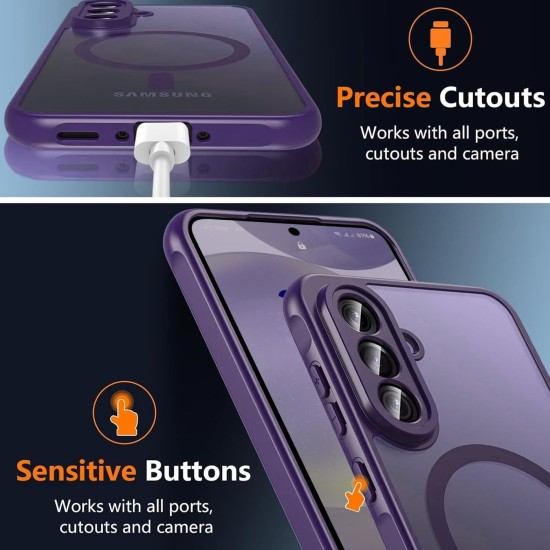 Husa Matte MagSafe pentru Samsung Galaxy S25 5G, protectie completa, contur mov