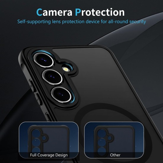 Husa Matte MagSafe pentru Samsung Galaxy S25 5G, protectie completa, contur negru