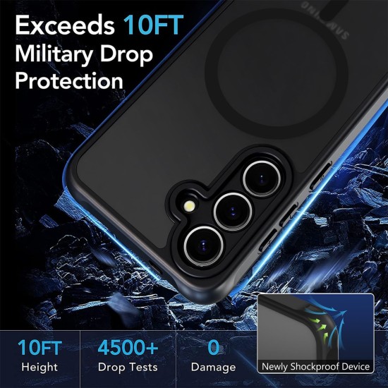 Husa Matte MagSafe pentru Samsung Galaxy S25 5G, protectie completa, contur negru