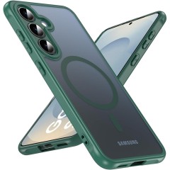 Husa Matte MagSafe pentru Samsung Galaxy S25 Fe, protectie completa, contur verde Husa Matte MagSafe pentru Samsung Galaxy S25 Fe, protectie completa, contur verde