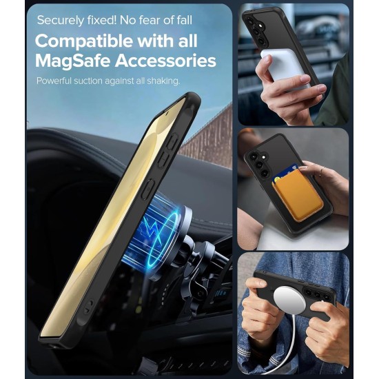 Husa Matte MagSafe pentru Samsung Galaxy S25 Plus 5G, protectie completa, contur negru