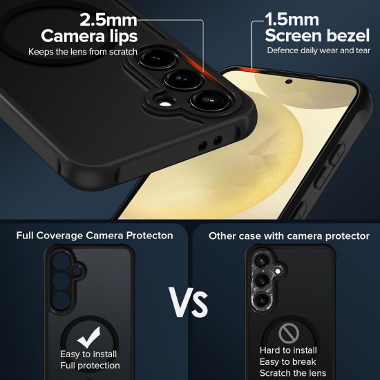 Husa Matte MagSafe pentru Samsung Galaxy S25 Plus 5G, protectie completa, contur negru