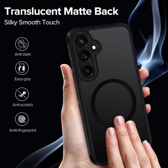 Husa Matte MagSafe pentru Samsung Galaxy S25 Plus 5G, protectie completa, contur negru