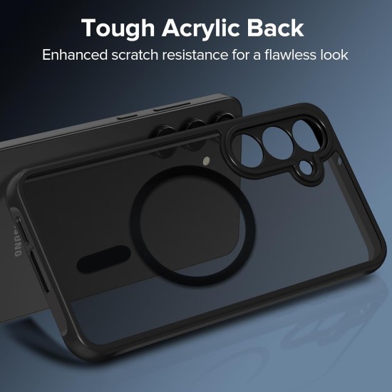 Husa Matte MagSafe pentru Samsung Galaxy S25 Plus 5G, protectie completa, contur negru