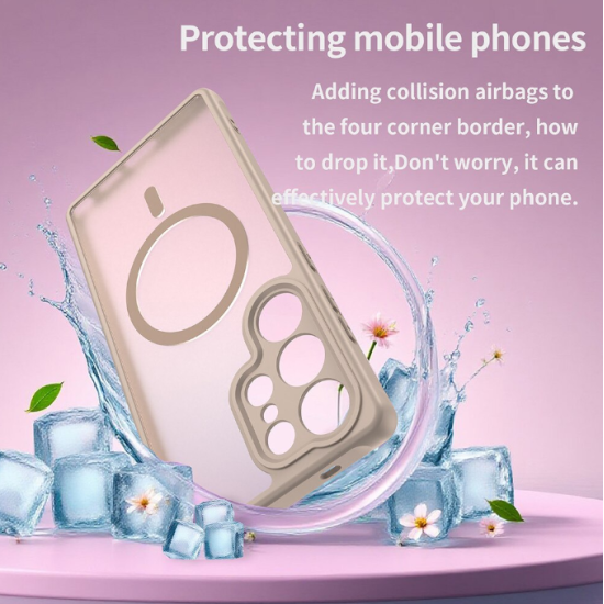 Husa Matte MagSafe pentru Samsung Galaxy S25 Ultra, protectie completa, contur Bej