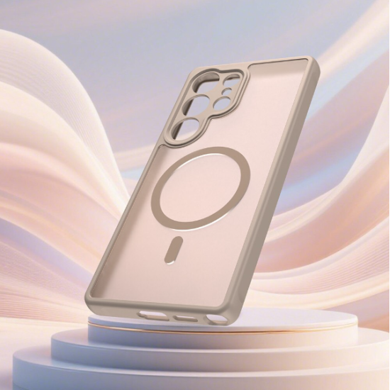 Husa Matte MagSafe pentru Samsung Galaxy S25 Ultra, protectie completa, contur Bej