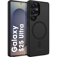 Husa Matte Big Hole MagSafe pentru Samsung Galaxy S25 Ultra 5G, protectie completa, contur negru