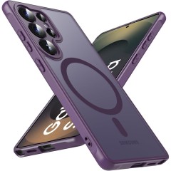 Husa Matte MagSafe pentru Samsung Galaxy S25 Ultra 5G, protectie completa, contur mov Husa Matte MagSafe pentru Samsung Galaxy S25 Ultra 5G, protectie completa, contur mov