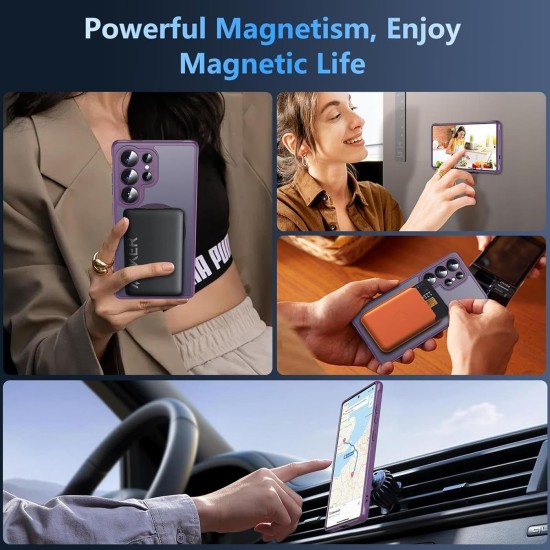 Husa Matte MagSafe pentru Samsung Galaxy S25 Ultra 5G, protectie completa, contur mov