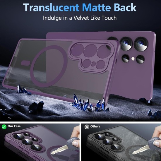 Husa Matte MagSafe pentru Samsung Galaxy S25 Ultra 5G, protectie completa, contur mov