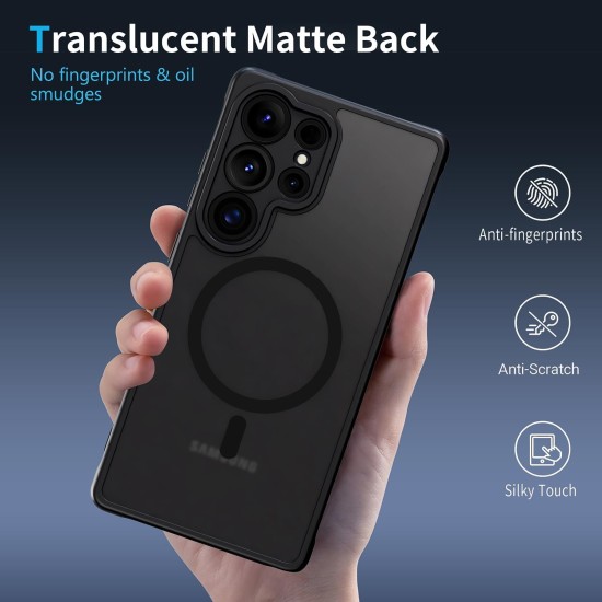 Husa Matte MagSafe pentru Samsung Galaxy S25 Ultra 5G, protectie completa, contur negru