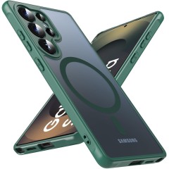 Husa Matte MagSafe pentru Samsung Galaxy S25 Ultra 5G, protectie completa, contur verde Husa Matte MagSafe pentru Samsung Galaxy S25 Ultra 5G, protectie completa, contur verde
