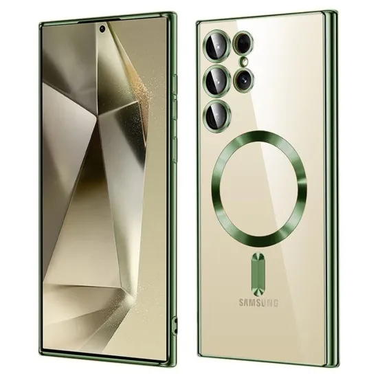 Husa compatibila cu Samsung Galaxy S25 Ultra, ALC MOBILE, pentru telefon mobil cu protectie pentru camera, Tehnologie MagSafe, rezistenta la socuri, contur Verde Husa compatibila cu Samsung Galaxy S25 Ultra, ALC MOBILE, pentru telefon mobil cu protectie pentru camera, Tehnologie MagSafe, rezistenta la socuri, contur Verde