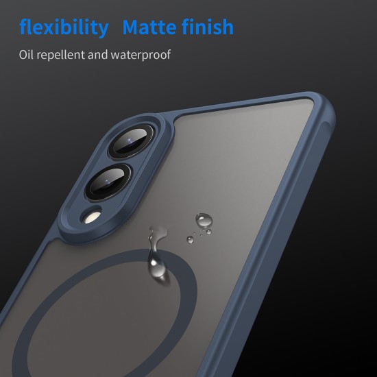 Husa Matte MagSafe pentru Samsung Galaxy S25 Edge , protectie completa, contur albastru