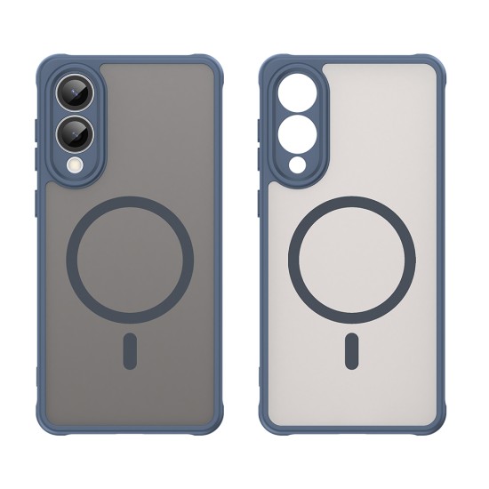 Husa Matte MagSafe pentru Samsung Galaxy S25 Edge , protectie completa, contur albastru