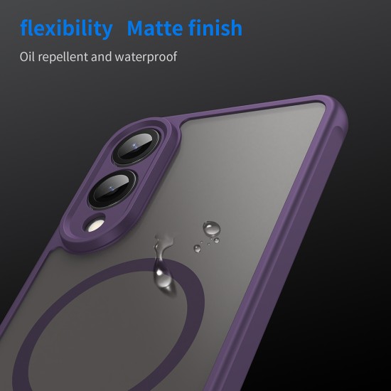 Husa Matte MagSafe pentru Samsung Galaxy S25 Edge , protectie completa, contur mov