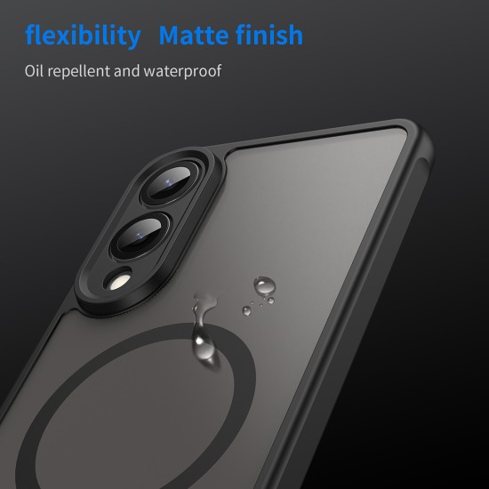 Husa Matte MagSafe pentru Samsung Galaxy S25 Edge , protectie completa, contur negru