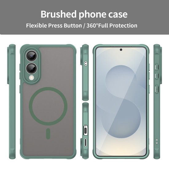 Husa Matte MagSafe pentru Samsung Galaxy S25 Edge , protectie completa, contur verde