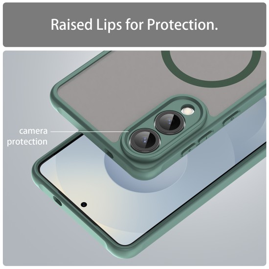 Husa Matte MagSafe pentru Samsung Galaxy S25 Edge , protectie completa, contur verde