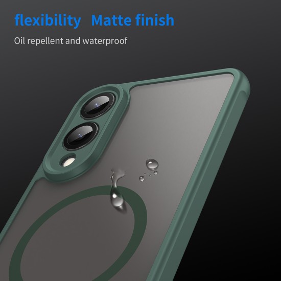 Husa Matte MagSafe pentru Samsung Galaxy S25 Edge , protectie completa, contur verde