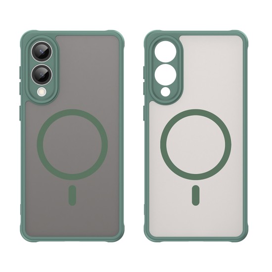 Husa Matte MagSafe pentru Samsung Galaxy S25 Edge , protectie completa, contur verde