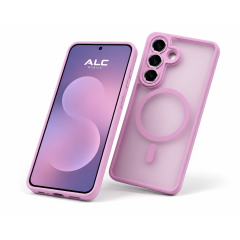 Husa Matte MagSafe pentru Samsung Galaxy A56, protectie completa, contur Roz