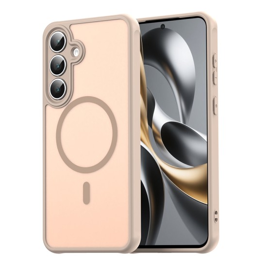 Husa Matte MagSafe pentru Samsung Galaxy S25 Fe, protectie completa, contur Bej