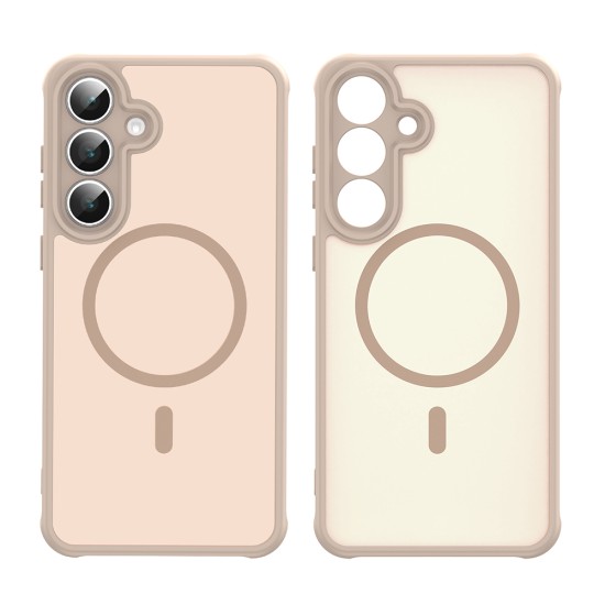 Husa Matte MagSafe pentru Samsung Galaxy S25 Fe, protectie completa, contur Bej